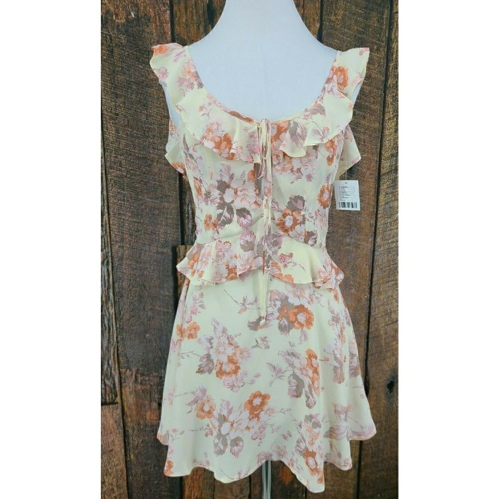 New Flynn Skye Cream Blossoms Mimi Mini Dress Womens XS Ivory Floral Rayon